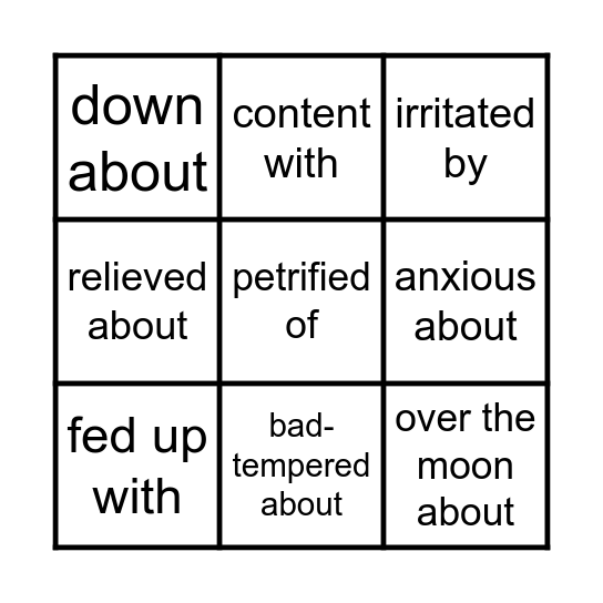 Feelings Bingo Card