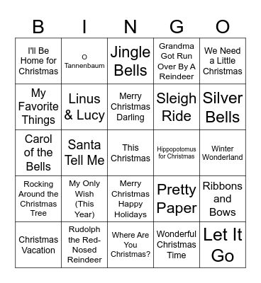 HOLIDAY 16 BAR Bingo Card