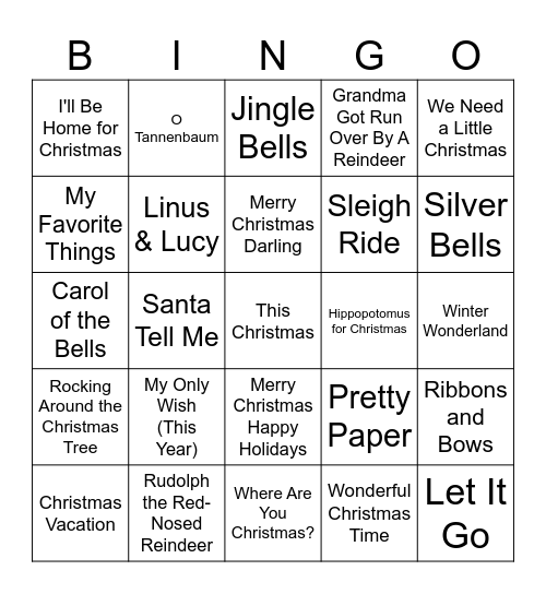 HOLIDAY 16 BAR Bingo Card