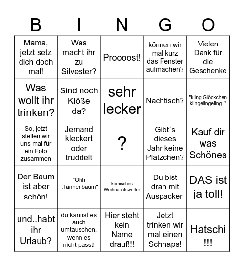 Weihnachts- Bingo Card