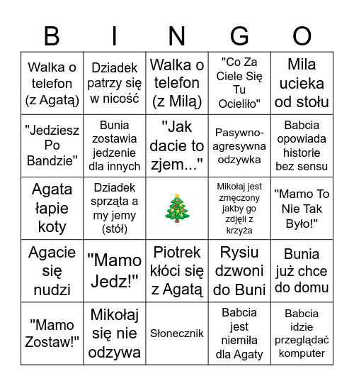 święta Bingo Card