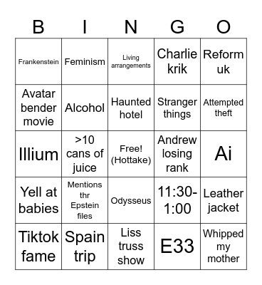 Blues christmas bingo Card