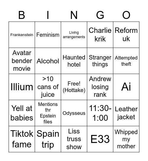 Blues christmas bingo Card