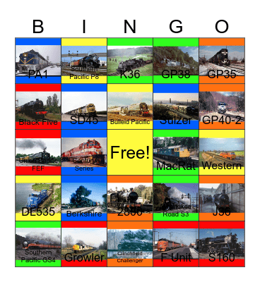 Railroads that I would like to operate a Christmas train one day Bingo Card