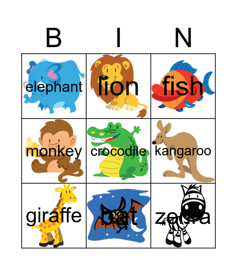 WILD ANIMALS Bingo Card