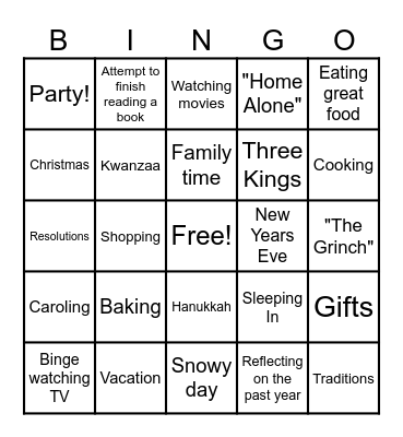 STC Holiday Bingo Card