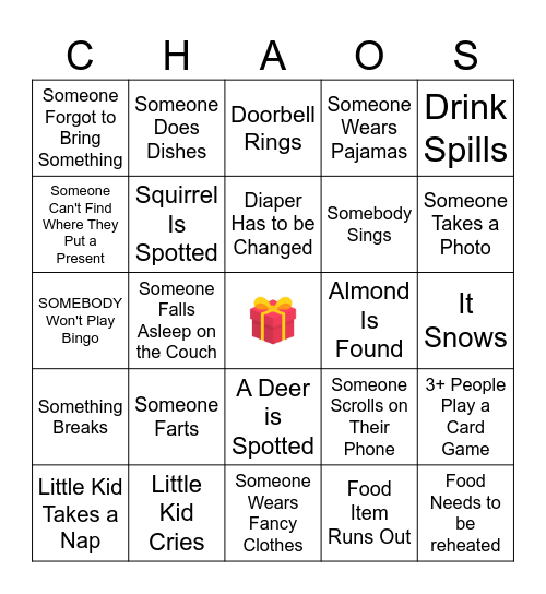 Christmas Chaos Bingo Card