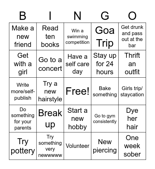Neha's 2026 Bingo Card