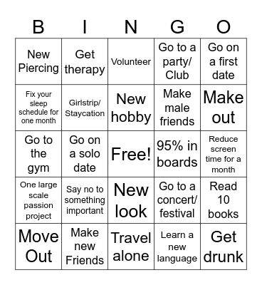 Jenny's 2026 Bingo Card