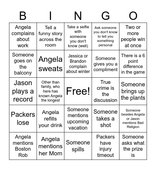 Personalized Bingo Card