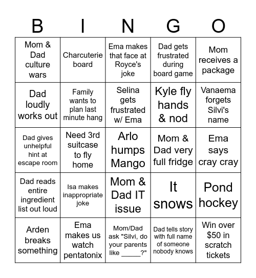 Xmas Bingo 2025 Bingo Card