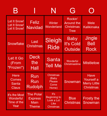 holiday bingo Card