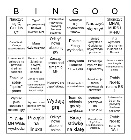 Bingo na 2026 Bingo Card