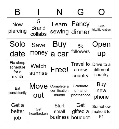 Amna's 2026 Bingo Card