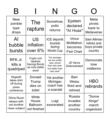 2026 Bingo Card