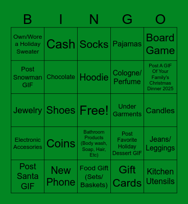 GiftMas Bingo Card