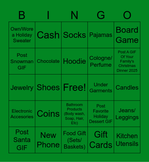 GiftMas Bingo Card