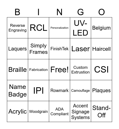TRG Bingo Card