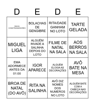 BINGO DOS PRIMOS Bingo Card