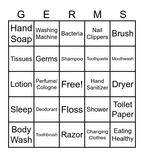 Hygiene Bingo Card