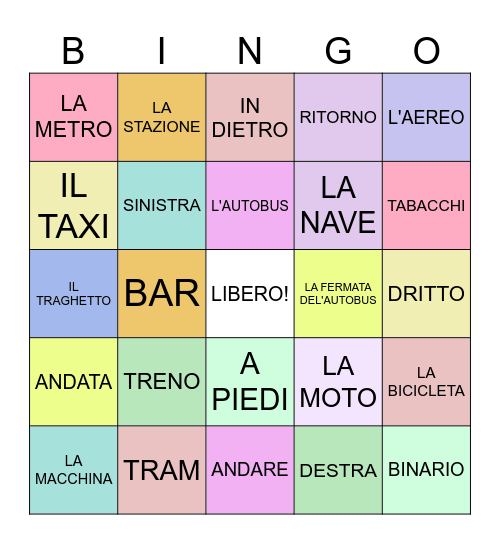 TRASPORTO Bingo Card