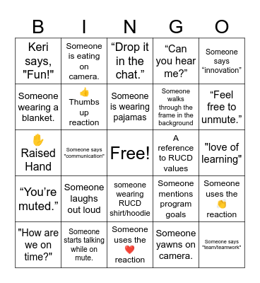 RUCD PD Day 2026 Bingo Card
