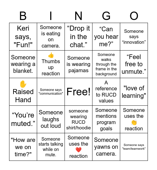 RUCD PD Day 2026 Bingo Card