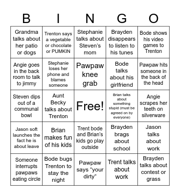 Tammy’s bingo card Bingo Card