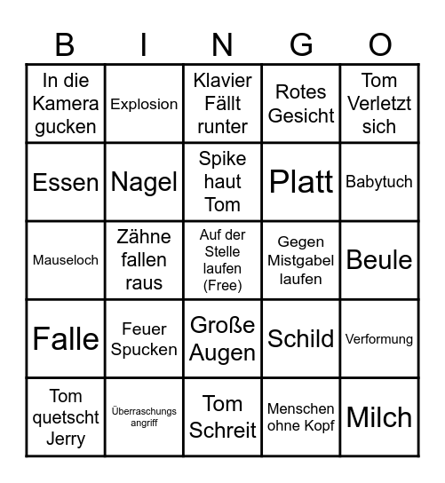 Tom and Jerry Bingo Card