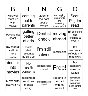 Bloom era Bingo Card