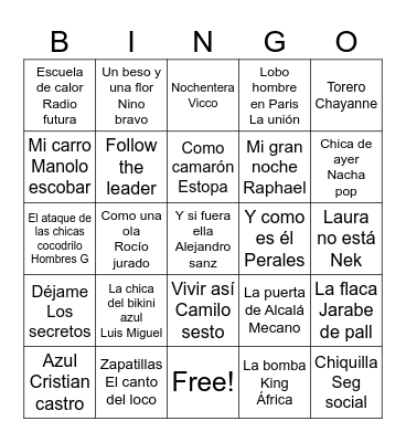 Bingo musical Bingo Card