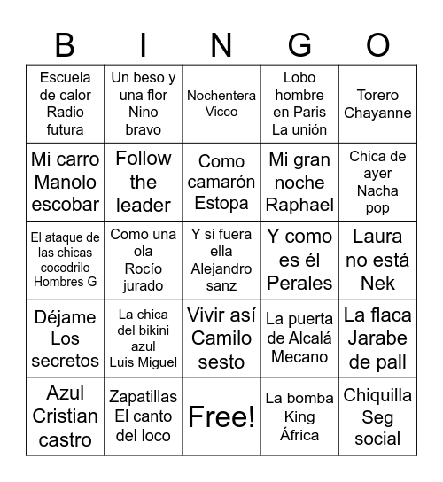 Bingo musical Bingo Card