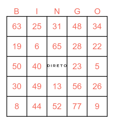 BingON Operações Bingo Card