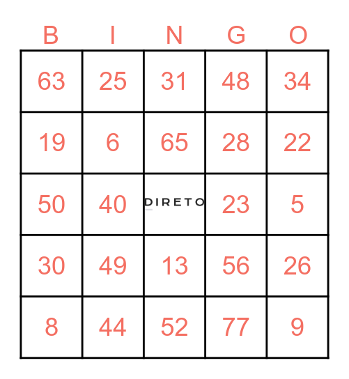 BingON Operações Bingo Card