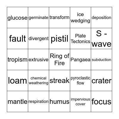 Science Bingo Card