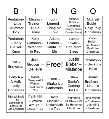 🎄 Round 2 — Modern Merry Hits Bingo Card