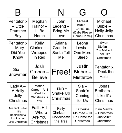 🎄 Round 2 — Modern Merry Hits Bingo Card