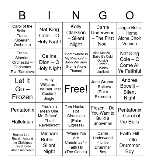 ⭐ Round 4 — Cozy & Magical Holiday Movie / Feel-Good Vibes Bingo Card