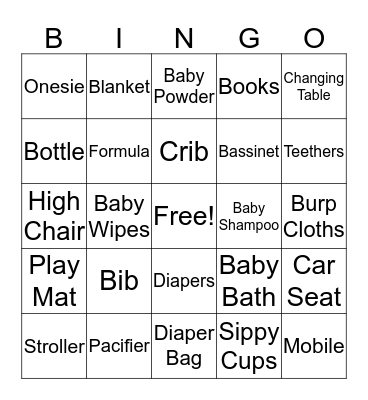 Baby Bingo  Bingo Card