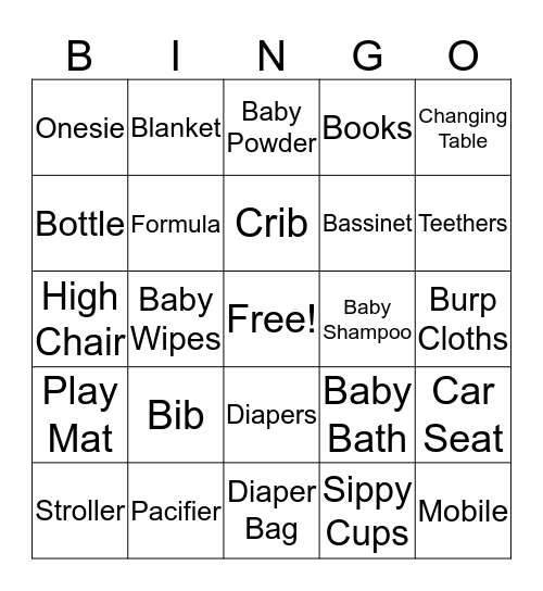 Baby Bingo  Bingo Card