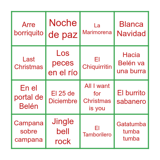 Bingo Navideño Bingo Card