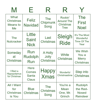 Holly Jolly Bingo Card
