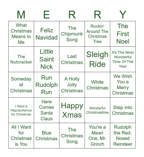 Holly Jolly Bingo Card
