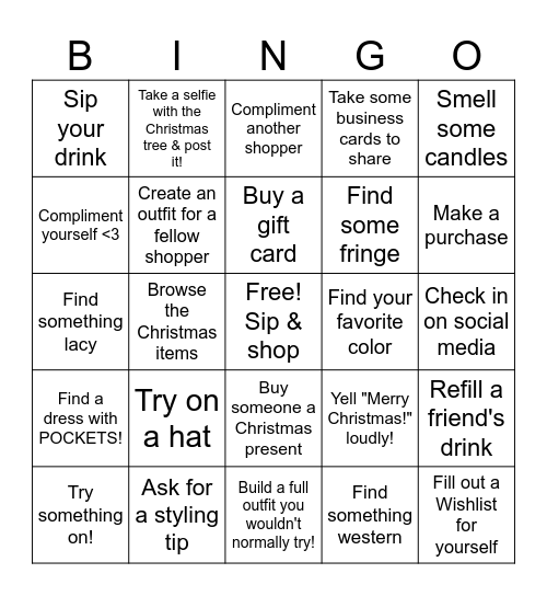 Wind Wild Sip & Shop Girl's Night! Bingo Card