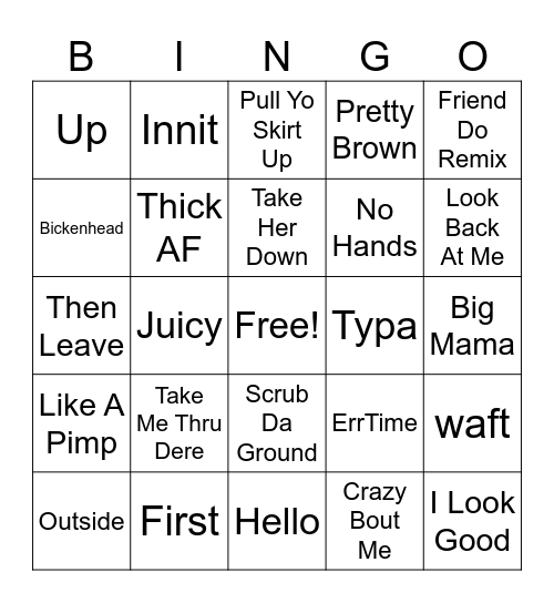 Baddies Love Bingo Card