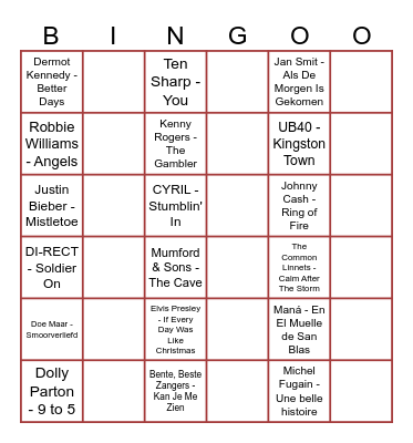 Kerstbingo Bergies Bingo Card