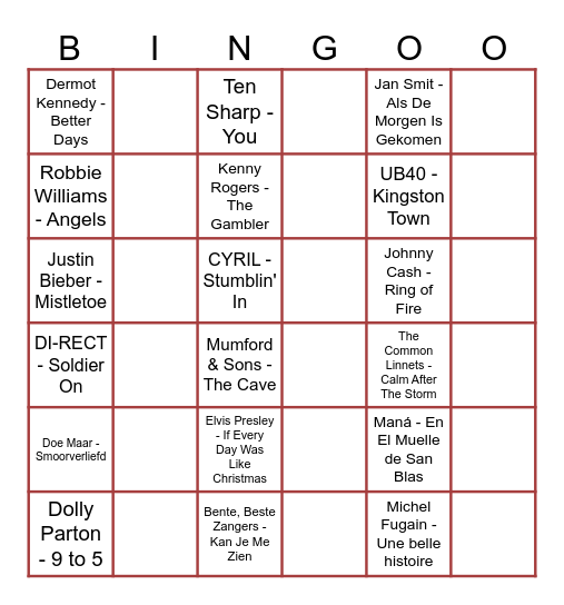 Kerstbingo Bergies Bingo Card