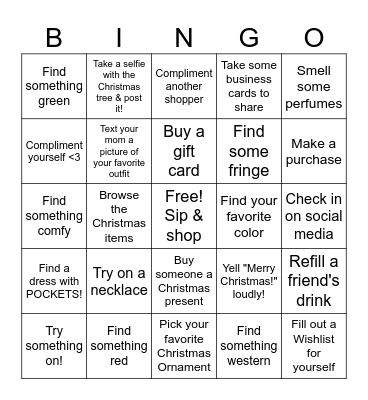 Wind Wild Sip & Shop Girl's Night! Bingo Card