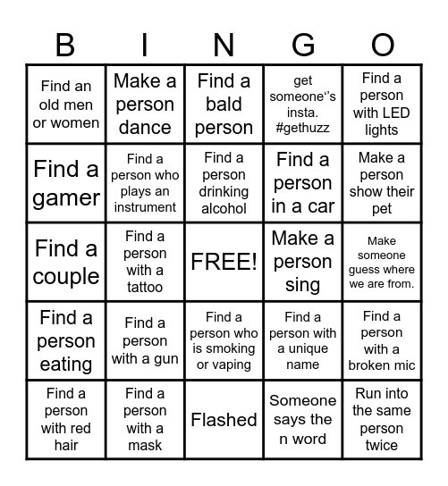Omegle Bingo Card