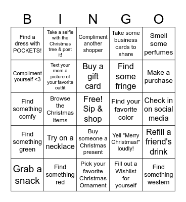 Wind Wild Sip & Shop Girl's Night! Bingo Card